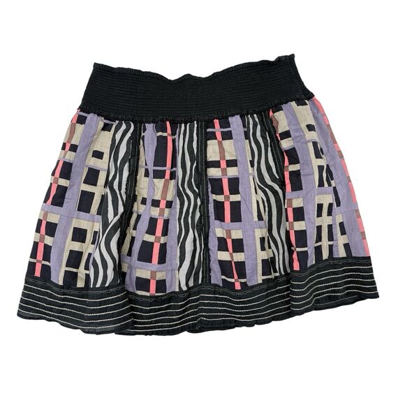 Free People Skirt Size Medium Mini Flowy Elastic Waist Pull On Geometric Art - Picture 2 of 9
